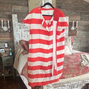 Armani Collezioni Red and White Striped Mini Dress